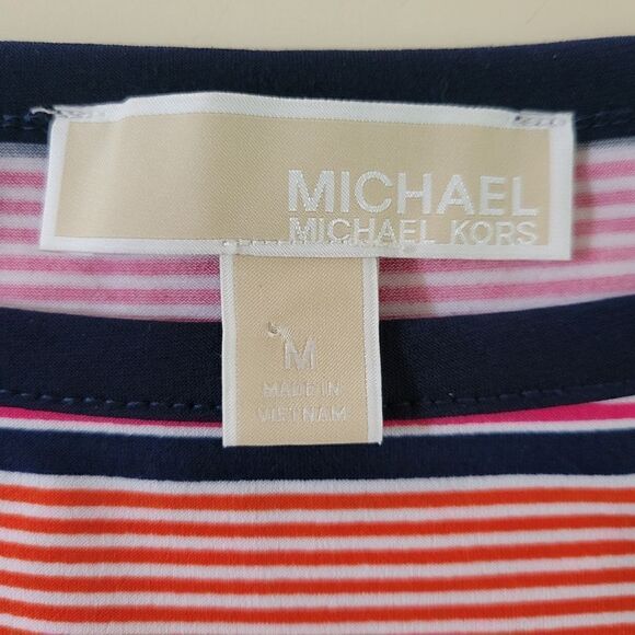 MICHAEL Michael Kors Abbey Striped Short Sleeve Shift Crew Dress - Picture 5 of 15